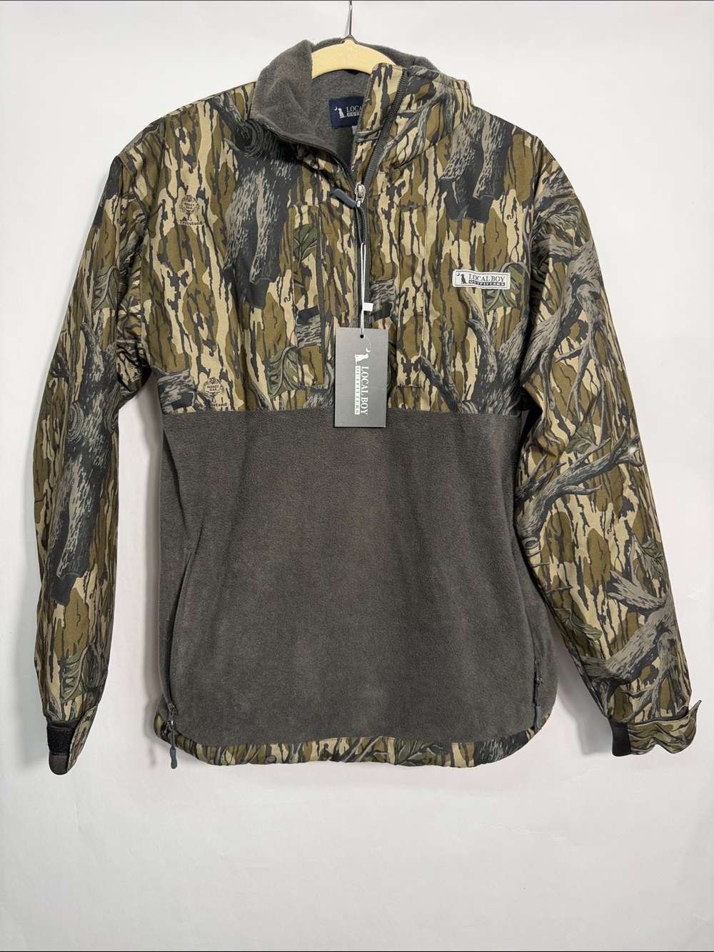 NWT Local Boy Outfitters Mossy Oak Bottomland Camo Fleece Quarter Zip S hunting